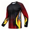 Autumn and Winter Men's Color Striped 3D Printed Crew Neck Long Sleeve T-Shirt