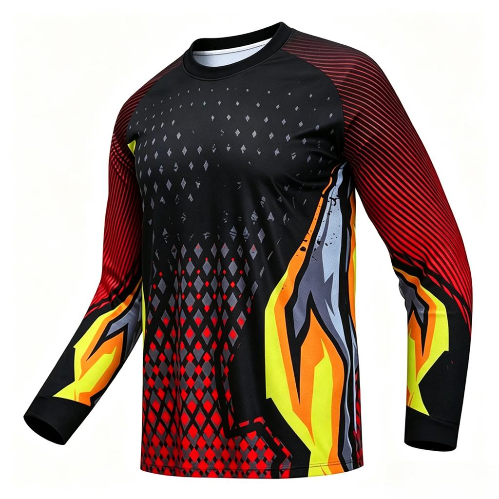 Autumn and Winter Men's Color Striped 3D Printed Crew Neck Long Sleeve T-Shirt