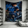 Captain Tsubasa Tsubasa Ozora Anime Tapestry, Blue Black Inter Jersey Wall Hanging, Football Anime Wall Tapestry for Bedroom Living Room Fan Decor