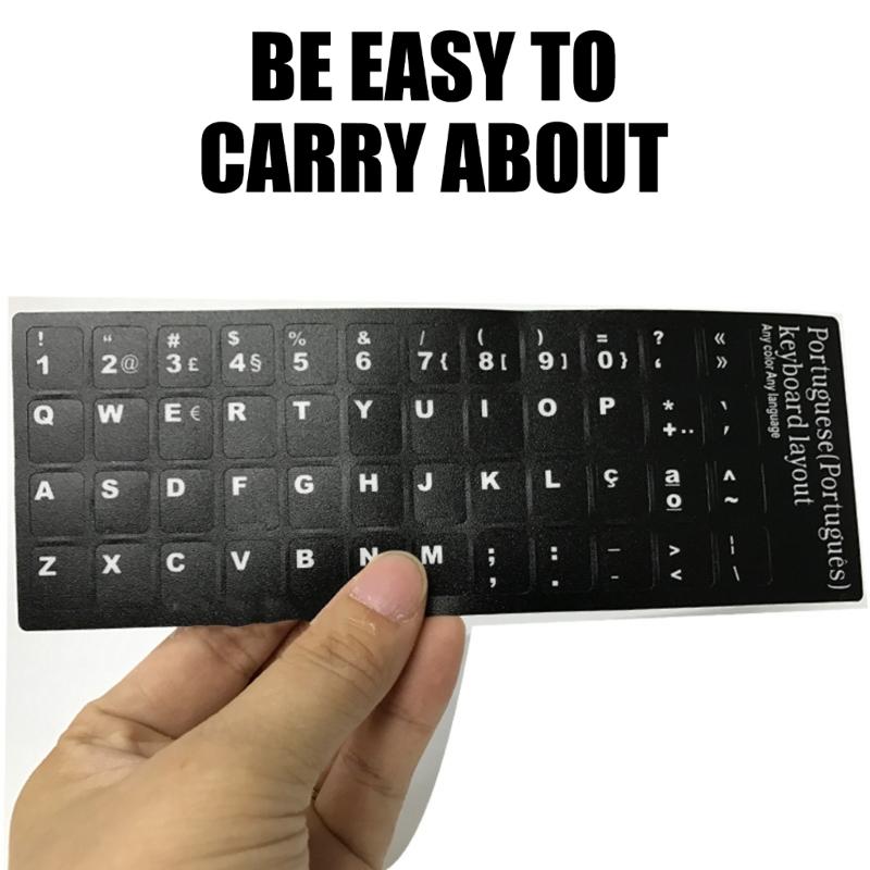 2Pcs Keyboard Letter Stickers Portuguese Keyboard Stickers Letters and Numbers Replacement Stickers Black Background