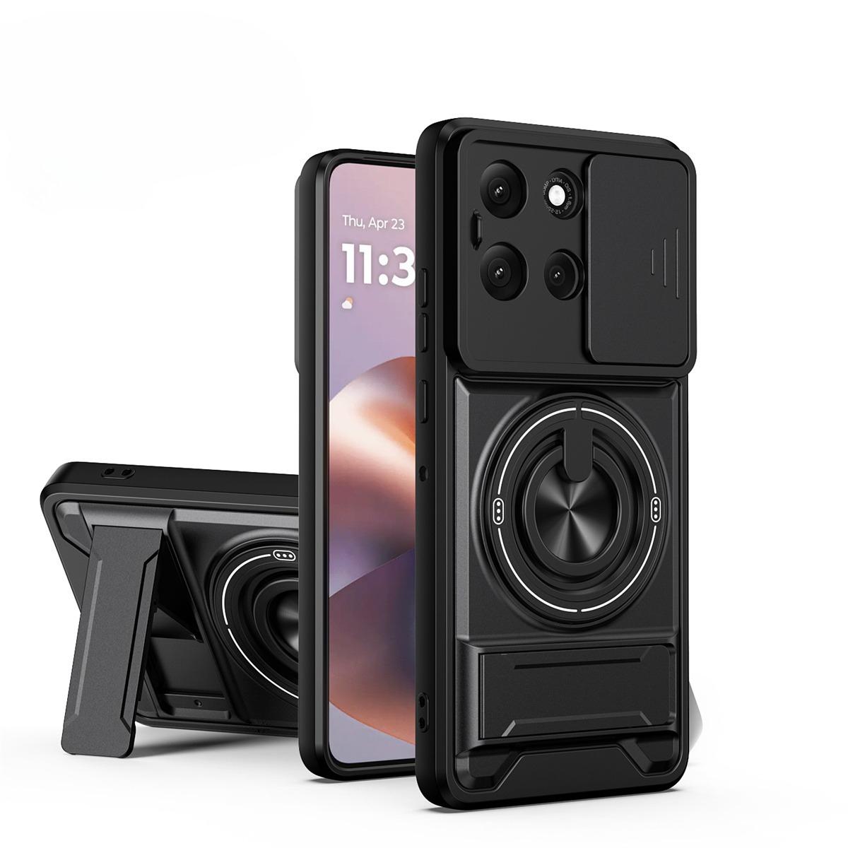 

Магнитный чехол для телефона Motorola Moto G35 G55 G86 G53 G34 G56 G84 G64 G45 5G G54 Крышка с кольцом-подставкой для защиты камеры Motorola Moto G86 чёрный