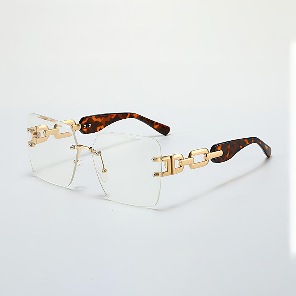 New In Vintage Sunglasses For Women Modern Stylish Frameless Glasses Golden Chain Gradient Lenses Glasses Women Sun Glasses