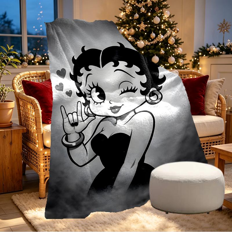 Betty Boop Print Blanket - Soft & Comfortable, for Bedroom, Travel, Sofa, Home Decoration - Birthday Christmas Gift for Friend