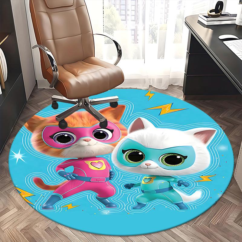 Superhero Cats Chair Mat - Round Carpet for Home Decor, Office, Living Room