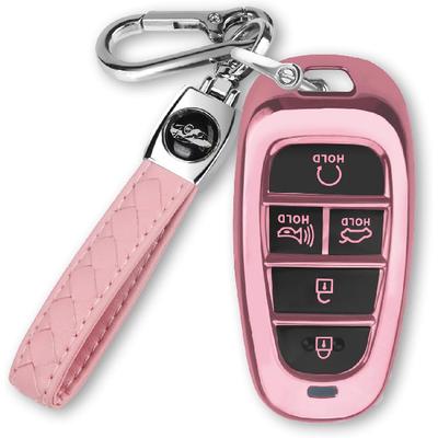 For Hyundai Key Fob Cover Fits For 2024 Hyundai Sonata Santa Fe Tucson Smart 5 Button Key Case Shell