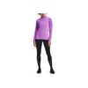 Under Armour High Collar Slim Fit Long Sleeve Sports Fitness Top Women Tops Purple 1356361-568