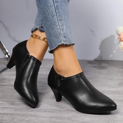 Boots for Women Autumn and Winter Korean Style Thick Heel Side Zipper Short-barreled British Style Fashion Women's Boots