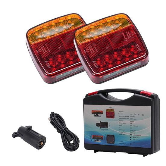 

Магнитные беспроводные фонари для прицепа Высокая яркость IP67 Водонепроницаемые Частота 2,4 ГГц Перезаряжаемые светодиодные фонари для прицепа Задние фонари для буксировки Комплект US Plug