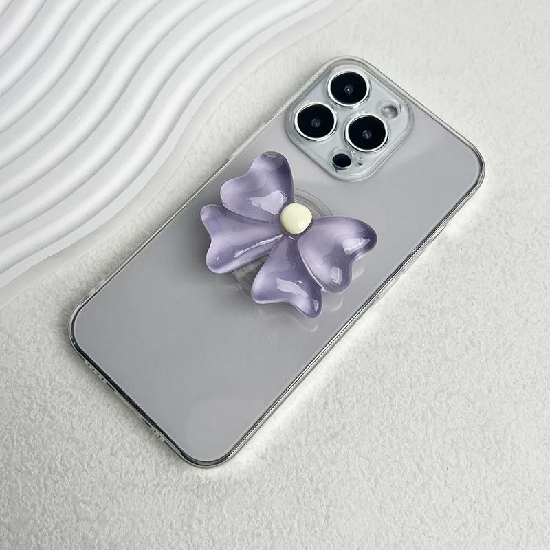 Support de téléphone poignée Cute Socket Talk Grip couleur bonbon avec nœud Support de bureau pliant pour téléphone poignée de téléphone nœud petit et frais