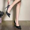 Fashion High-heeled Shoes, Thin Heel, Bow, Pointed Toe, Celebrity, All-match Shallow-mouth Women's Single Shoes