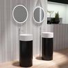 Round Modern Minimalist Stone Column Basin - Floor-Standing Washbasin for Small Bathroom