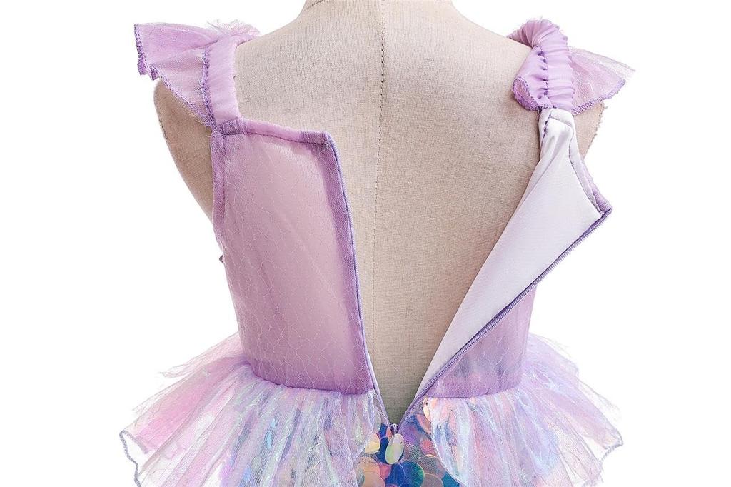 Little Girl Princess Mermaid Fancy Dress with Sequin Birthday Party Halloween Size Purple [Dressy Daisy] Tail, Costume, 8-9,