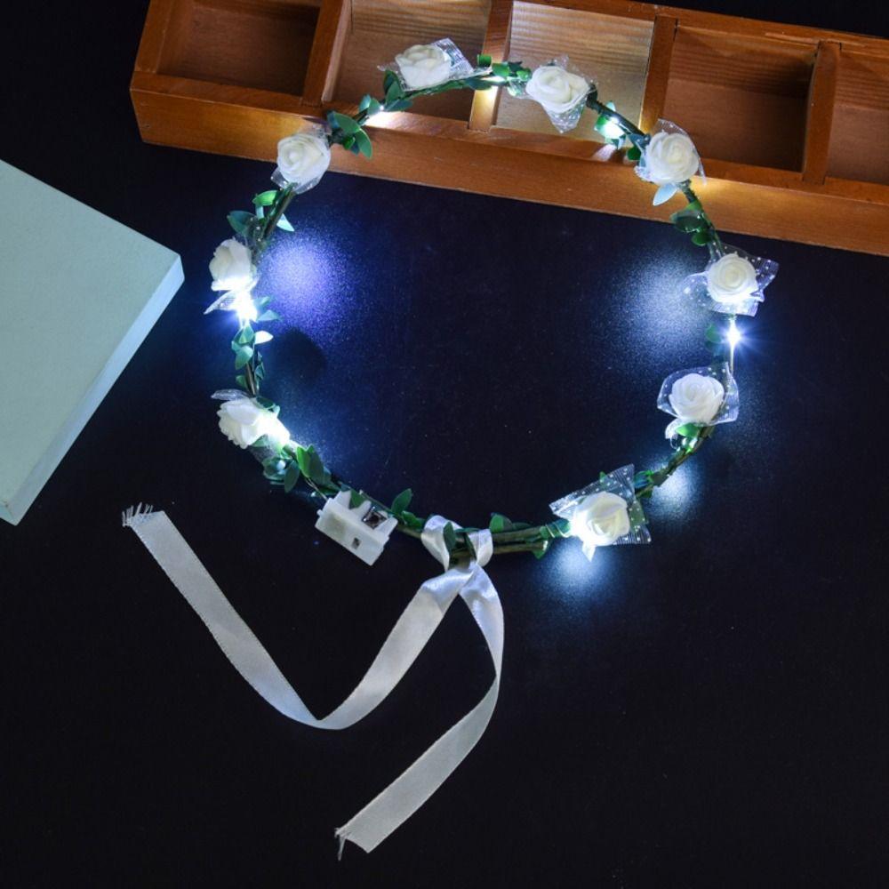 

Hairband Light Flower Headband Garland Light Up Flower Crown Luminous Flower Wreath Wedding N