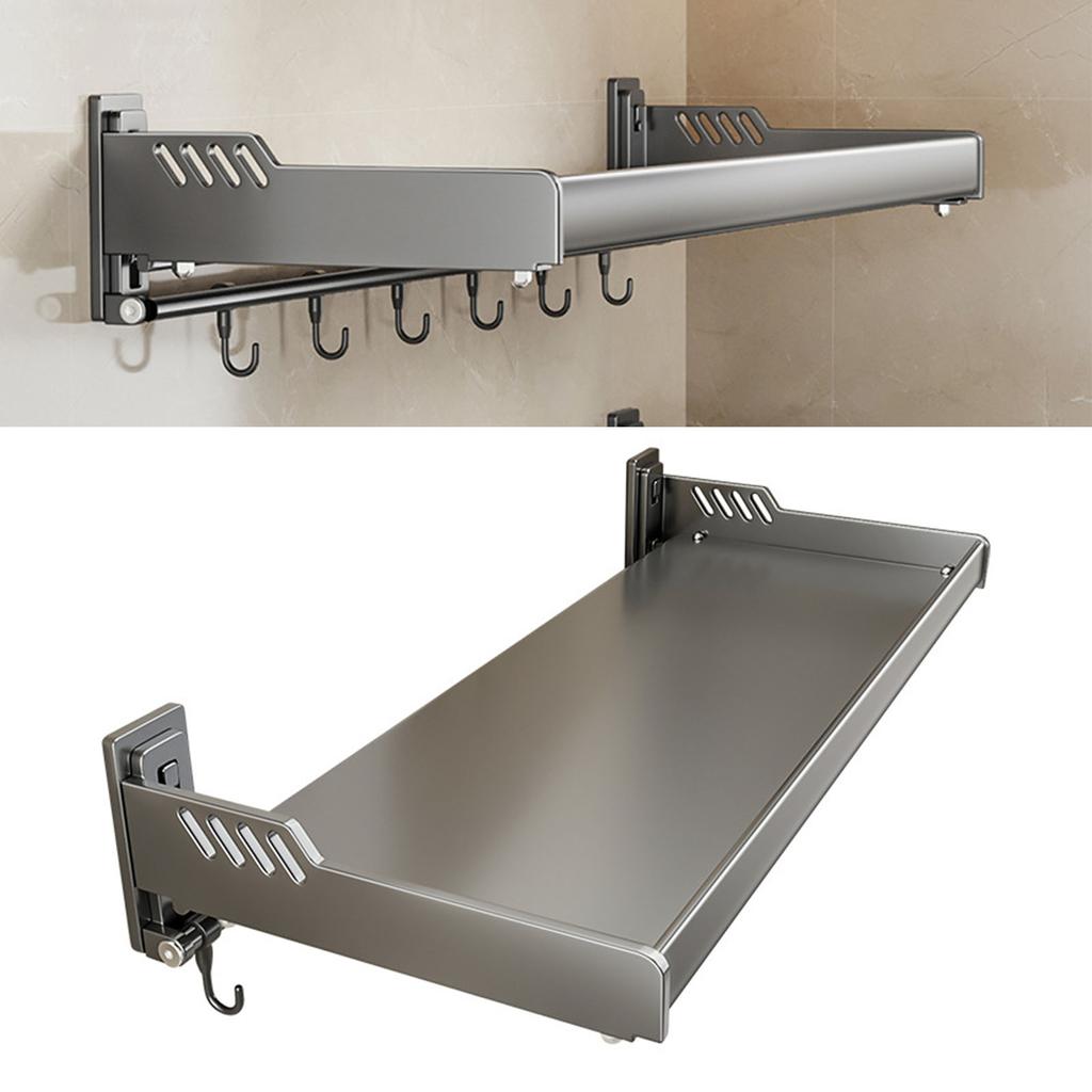 Veggmontert kjøkkenhylle Karbonstål Punchfri Multifunksjonell Flytende Hylle Hengende Krydderhylle