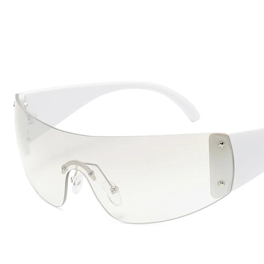2000's Female Designer Punk Sunglasses Wrap Around Shades Eyewear UV400 Luxury Brand Sun Glasses