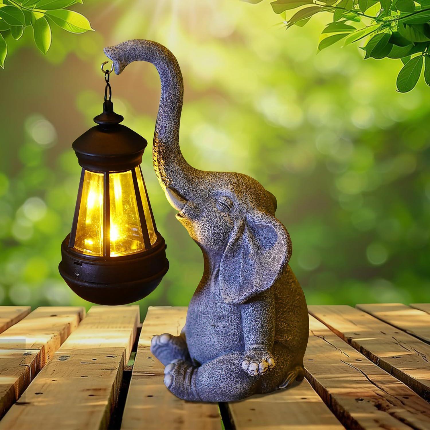 

JYL TS/007,Imitation Stone Elephant Resin Ambient Lantern for Balcony Landscape and Garden Solar Decor One Size амарантовий