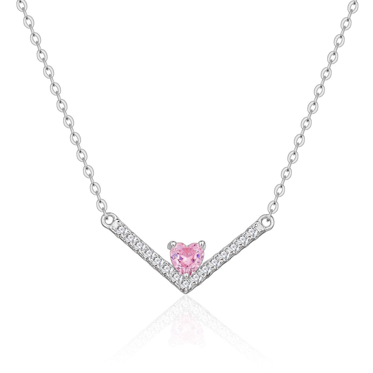 

Ожерелье Love в форме буквы V из серебра 925 пробы, высококачественная подвеска в форме сердца, изысканная цепочка на ключицу в виде персикового сердца. 925 Silver