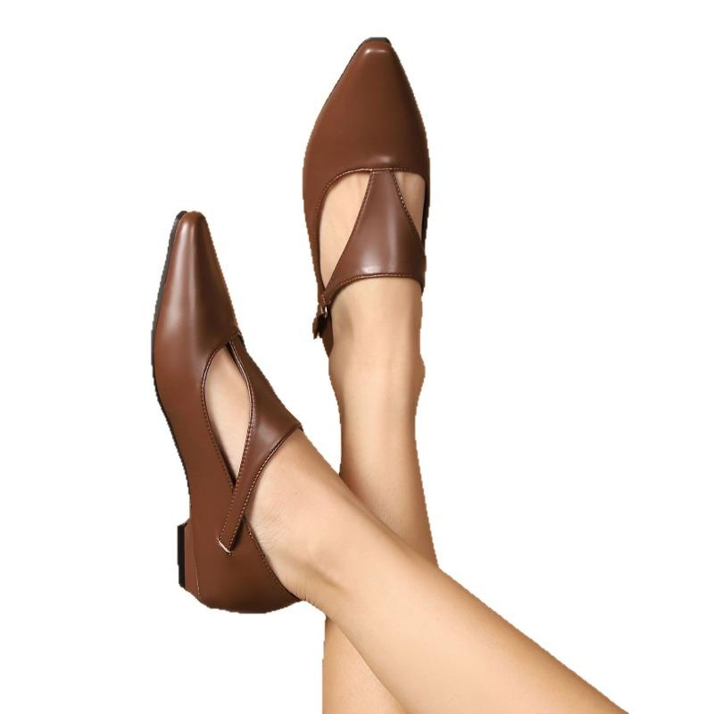 Jingpo spiczaste buty damskie nowy design niszowe koturny temperament buty Mary Jane nie męczą