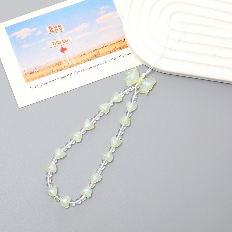 

Bowknot love beaded mobile phone chain mobile phone pendant short wrist strap cell phone lanyard жовтий