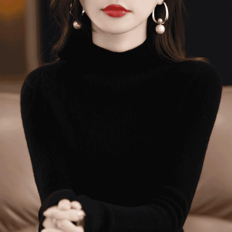 Pullover Sweater for Women Long-Sleeve Female Half High Collar Long Sleeve Sweater