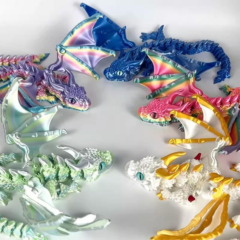 Friendly Plastic Large Horn Dragon Figurine 3D Printed Safe Table Decoration Lightweight Art Piece for Kids Christmas Gift