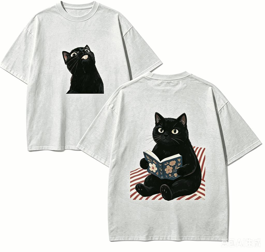 Cute Cat Gift T-shirt Men Women Harajuku Oversized Unisex Short Sleeve Streetwear High Quality Couples Hot Product Comfortable