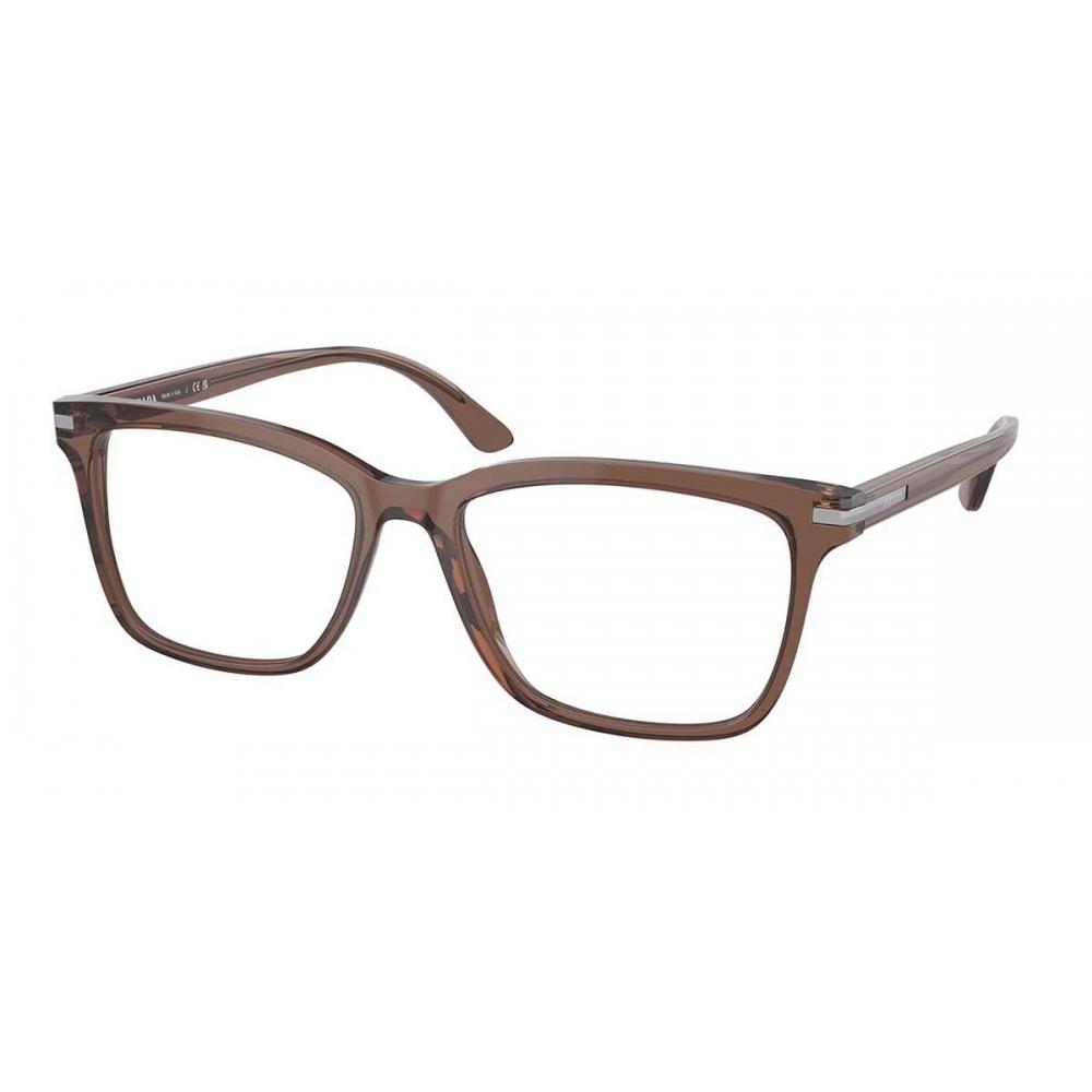 Prada Men Eyeglasses Pr 14wv 17o1o1 Transparent Brown/56-18-150
