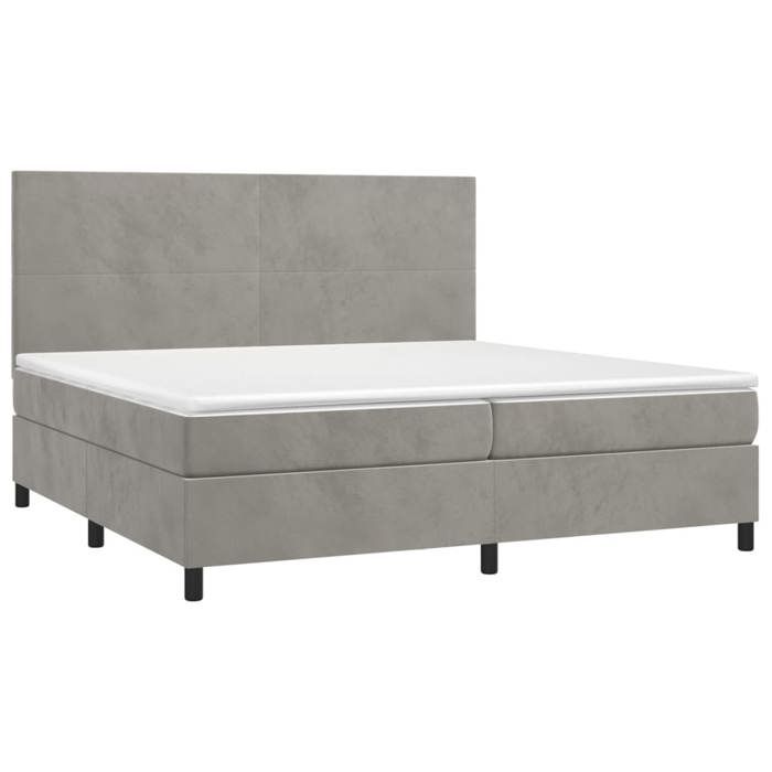 VidaXL Slat Bed Base with LED Mattress, Upholstered Bed with Headboard, Double Bed, Adult Bedroom Bed, Modern, 3136023
