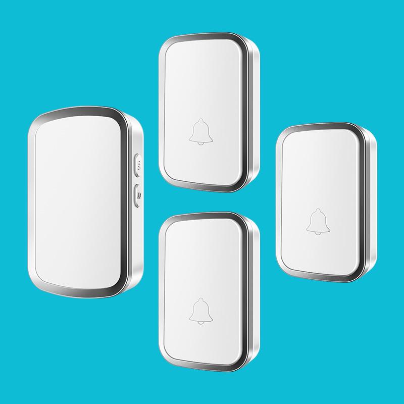 Smart Wireless Doorbell: Three-in-One Long-Range Electronic Remote with Elderly Call Button. серебряный