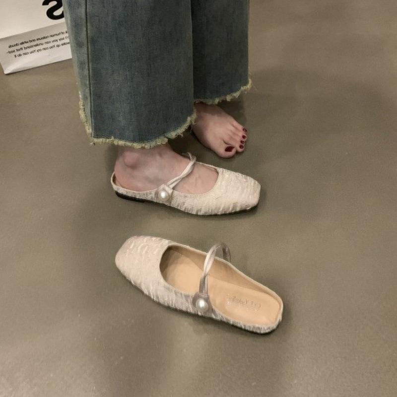 

Корейский стиль 2024 года, новые летние женские туфли, ретро-сандалии большого размера для женщин, модные повседневные туфли на плоской подошве для женщин 35 бежевый