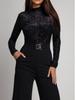 European & American Lace Patchwork Jumpsuit: Spring/Autumn Women's Fashion High-Waist Wide-Leg Set