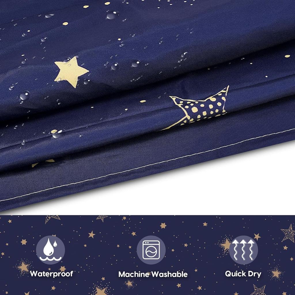 Amaredom Star Shower Curtain, Celestial Shower Curtain for Bathroom, Waterproof Fabric Shower Curtain Set, Bathroom Decoration W