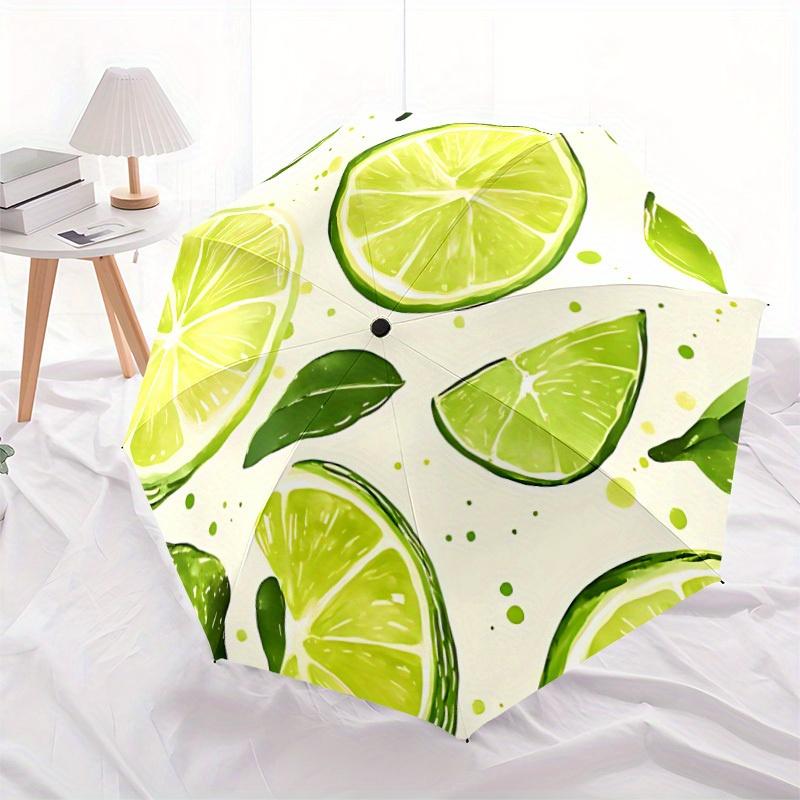 1pc Lime Slices Automatic Open/close, All-Season Portable Folding Umbrella, Travel, Everyday, Formal Events115