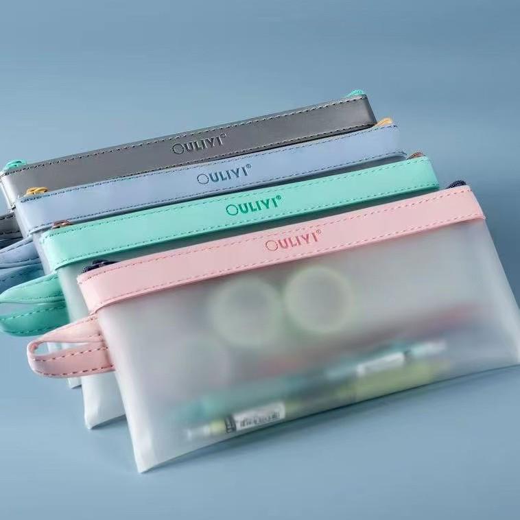 Ouliyi L-Shaped Transparent Document Bag with Zippered Mesh