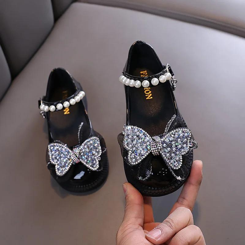 

Детская кожаная обувь Весна Осень Глянцевая ПУ Туфли принцессы для девочек Модные Милые с бантом Детские Повседневные Праздничные туфли Мэри Джейн 21 чёрный