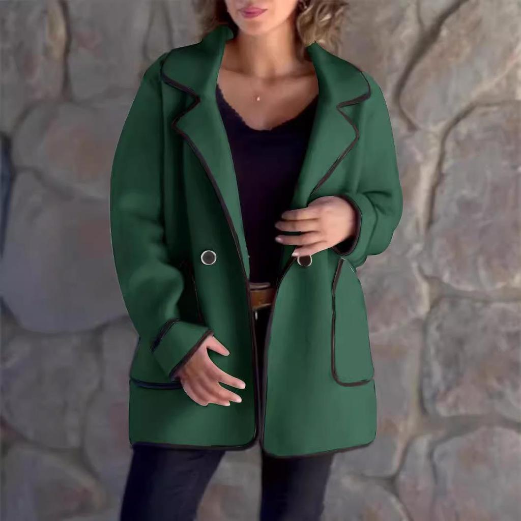 2024 Herbst/Winter Europäische & Amerikanische Damenmode Doppelseitiger Wollmantel mit Anzugkragen