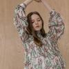 MAXZA Dreamcatcher Print Pleats High Neck Chiffon Blouse Cc05qb600on