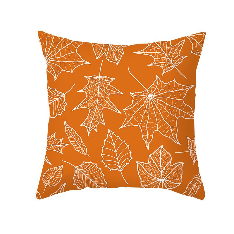 New Style Pillow Cover Autumn Maple Leaf Sofa Cushion Home Supplies Peach Skin Cushion Cover