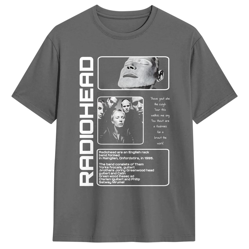 Mens TShirts Radiohead Band Vintage 100 Cotton Tees Short Sleeve T Shirt Round Collar Clothes Plus Size