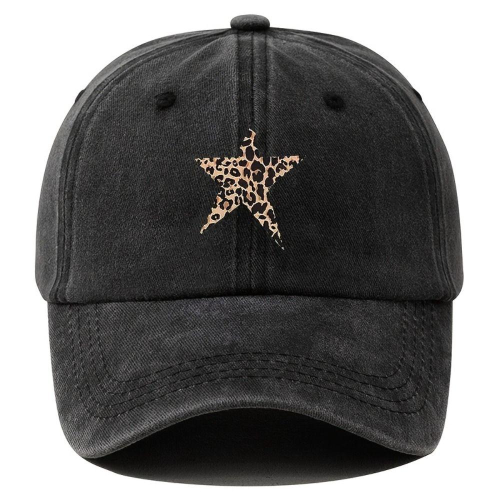 With Leopard Print Star Design Baseball Caps Breathable Sunscreen Hats  Fishing and Hiking