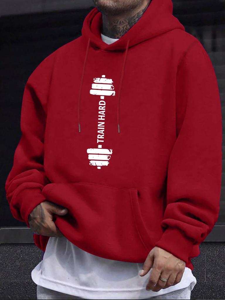 Fitness Dumbbell Theme Kids Hip Hop Sports Hooded Sweatshirt,vintage Dumbbell Text Graphic,comfy Loose Fit for Casual Sports Outing.