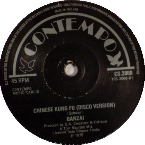 

7inch Record BANZAII - Chinese Kung Fu CS2068 Contempo 1975 UK Soul/Funk Used
