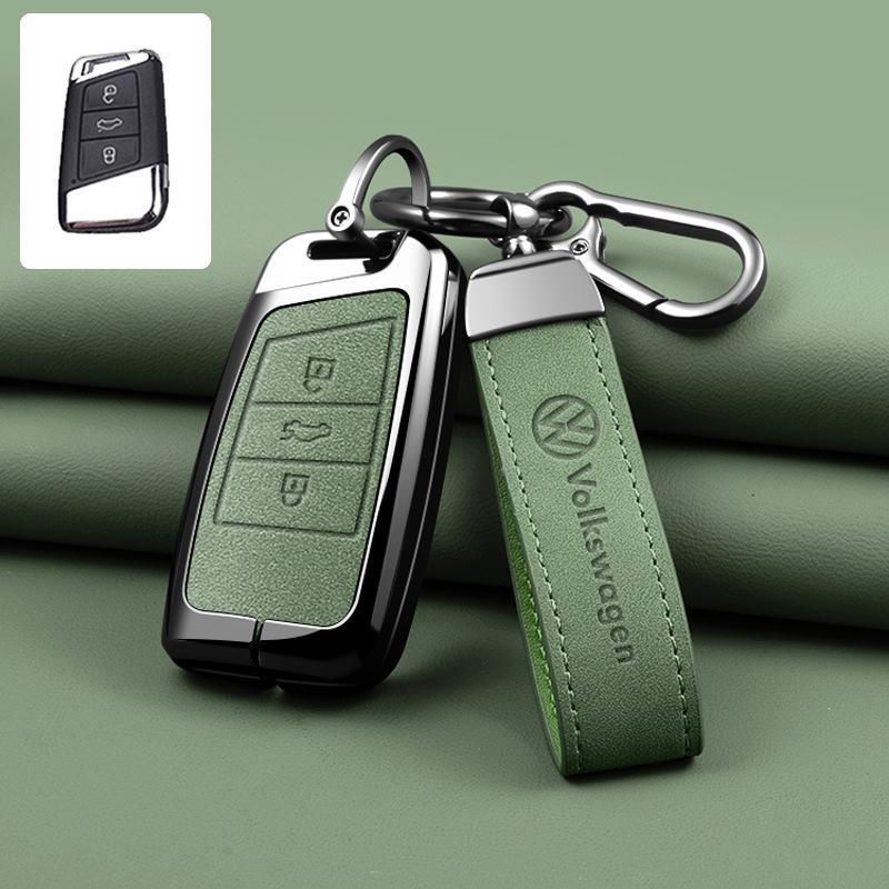 Leather Car Key Fob Case Cover Protector Holder Shell For VW Volkswagen Passat B8 Tiguan Magotan Golf Auto Keychain Accessories zw0