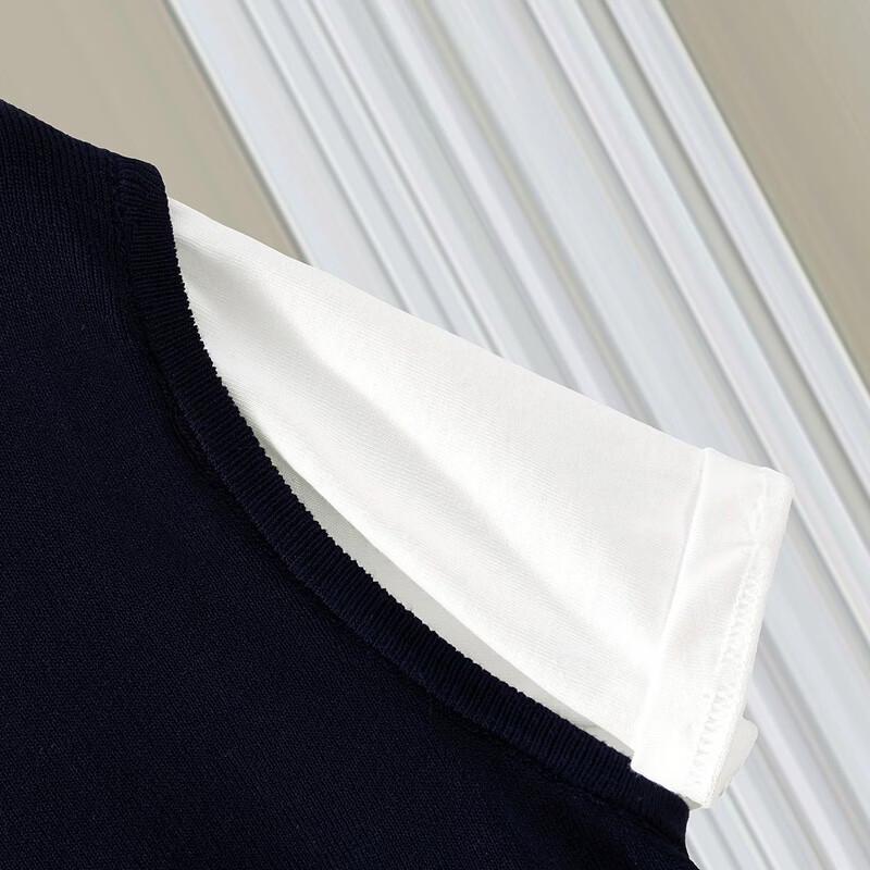 Damen Rundhals Gespleißtes Strick Kurzarm Top