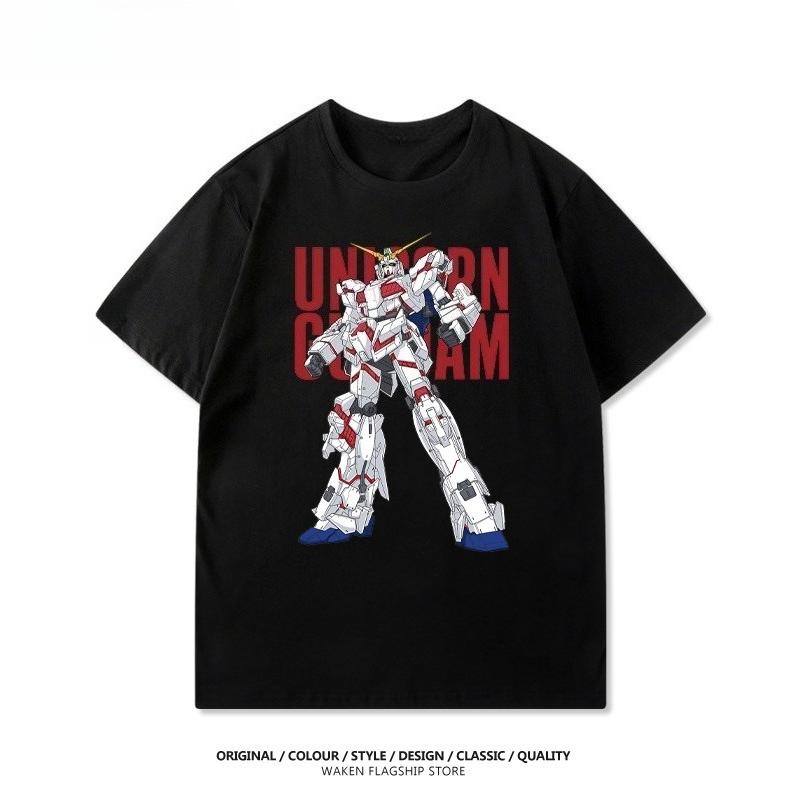 Mobile Suit Gundam Animations-Derivate Lockere Kurzarm-T-Shirts für Unisex und Damen Sommer Mecha-Druck Freizeitkleidung
