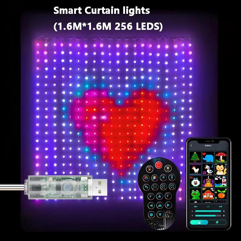 

400LEDs Animated Curtain Lights Programmable APP Smart Bluetooth LED Window Curtain String Light RGBIC Dream Color Fairy Lights