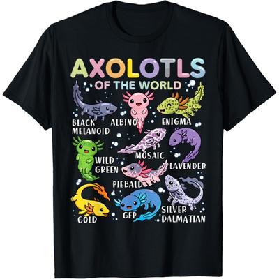 Axolotls of the World Axolotl Kawaii Animals Salamander T-Shirt