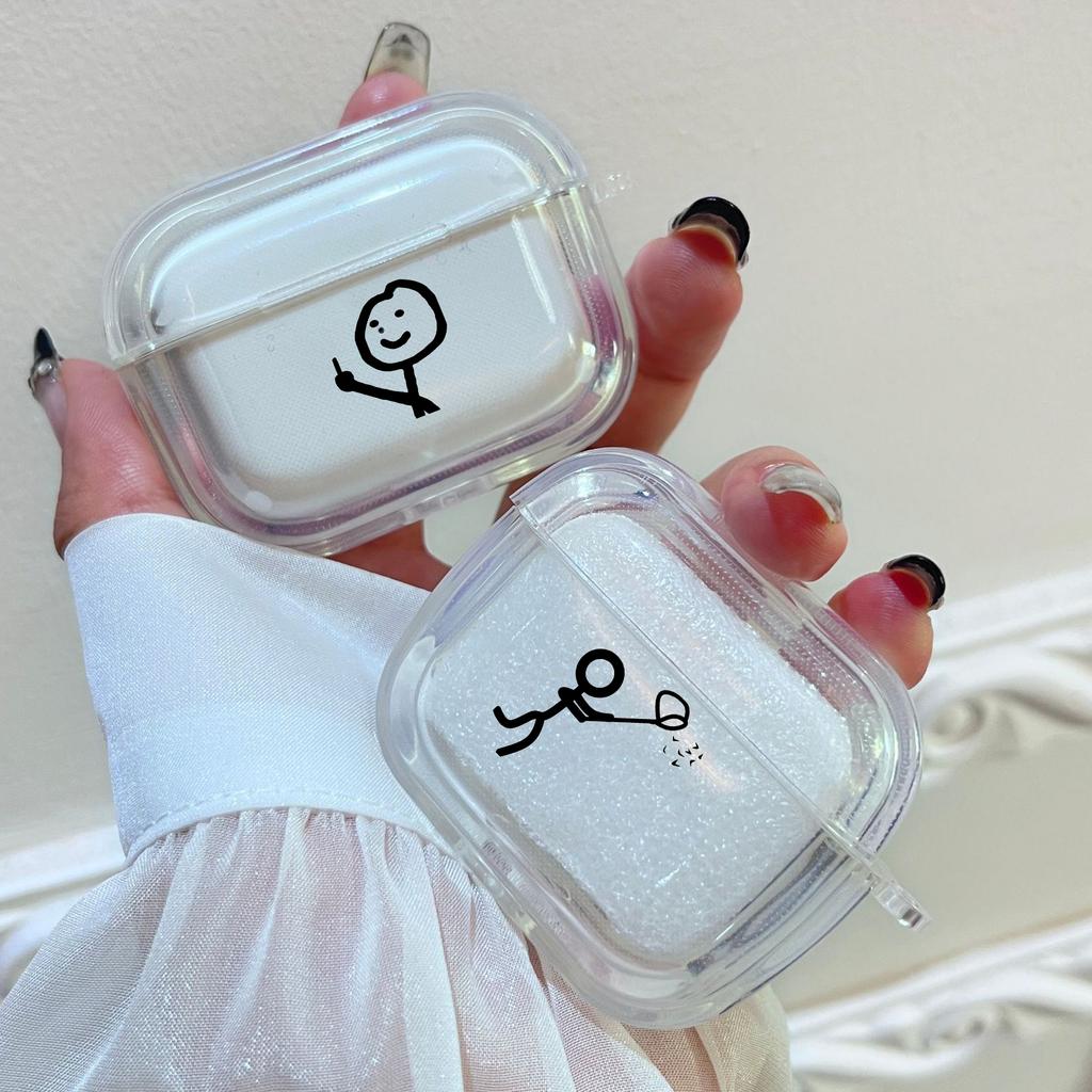 Case for Apple Airpods 2 1 Earphone Cases With Hook funny Cute Cartoon Matchman For Airpod Pro 3 Pro2 Clear Protective Covers