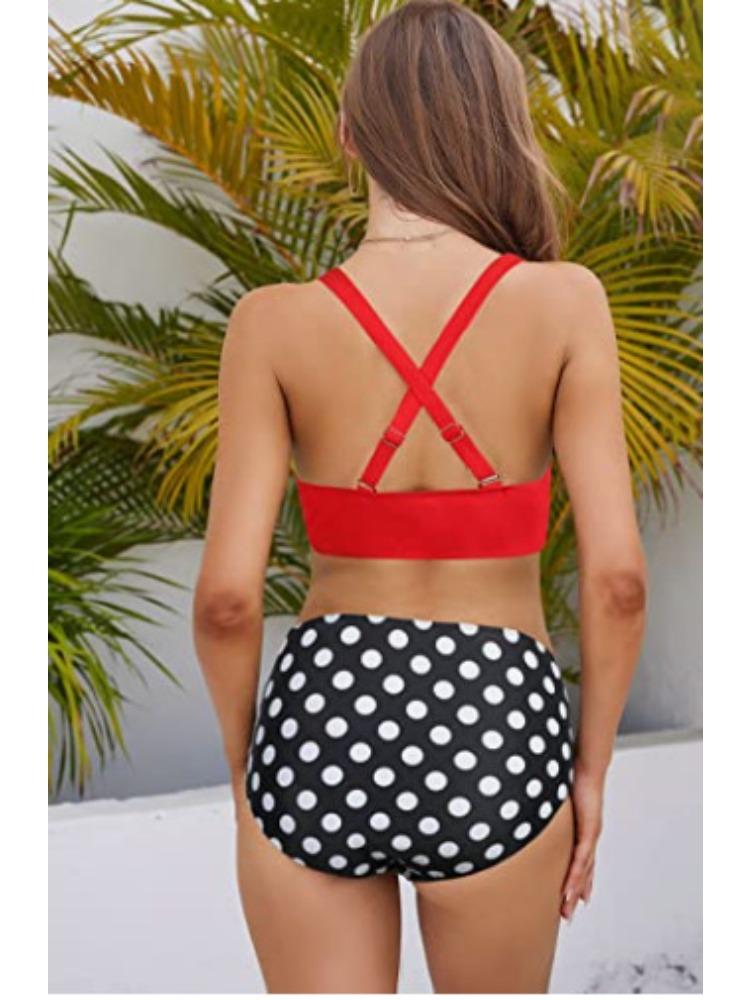 High Waist Print Triangle Two Piece Bikini Swimsuit Comfortable Fashion For Beach Holiday
