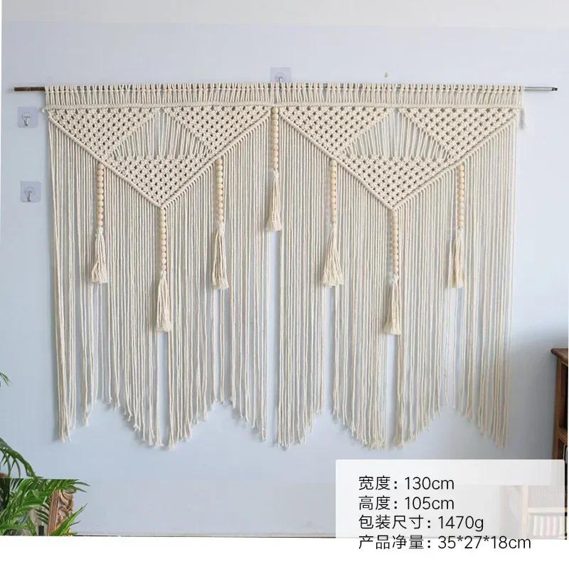Cortina de Porta Oca de Corda de Algodão Tecida Tapeçaria Franja Decoração de Fundo Decoração de Parede Cortina Doméstica Divisória de Foyer